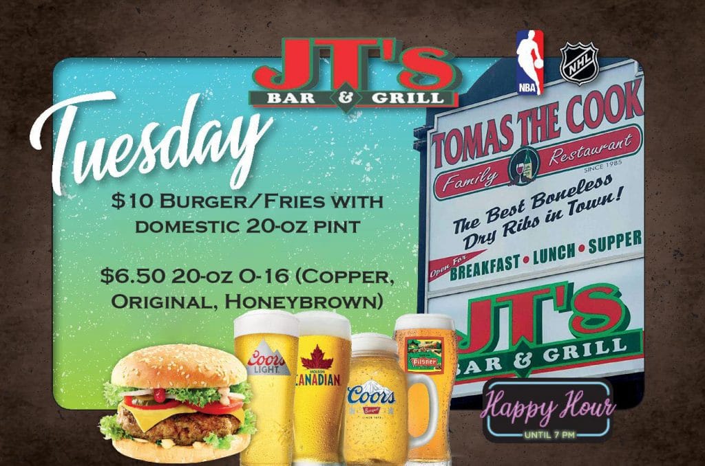 Daily Specials JT's Sports Bar & Grill